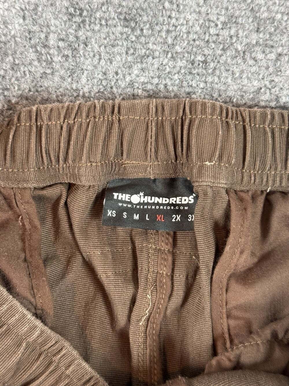 The Hundreds Men’s Streetwear Y2K Brown Cotton Twill Shorts Drawstring Size XL - Picture 3 of 9